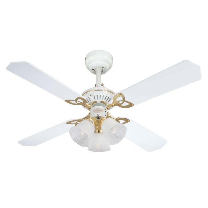 105 Cm Westinghouse Princess Trio Ceiling Fan In White With Polished Princess Trio 105 Cm 42 Inch Reversible Four Blade Indoor Ceiling Fan