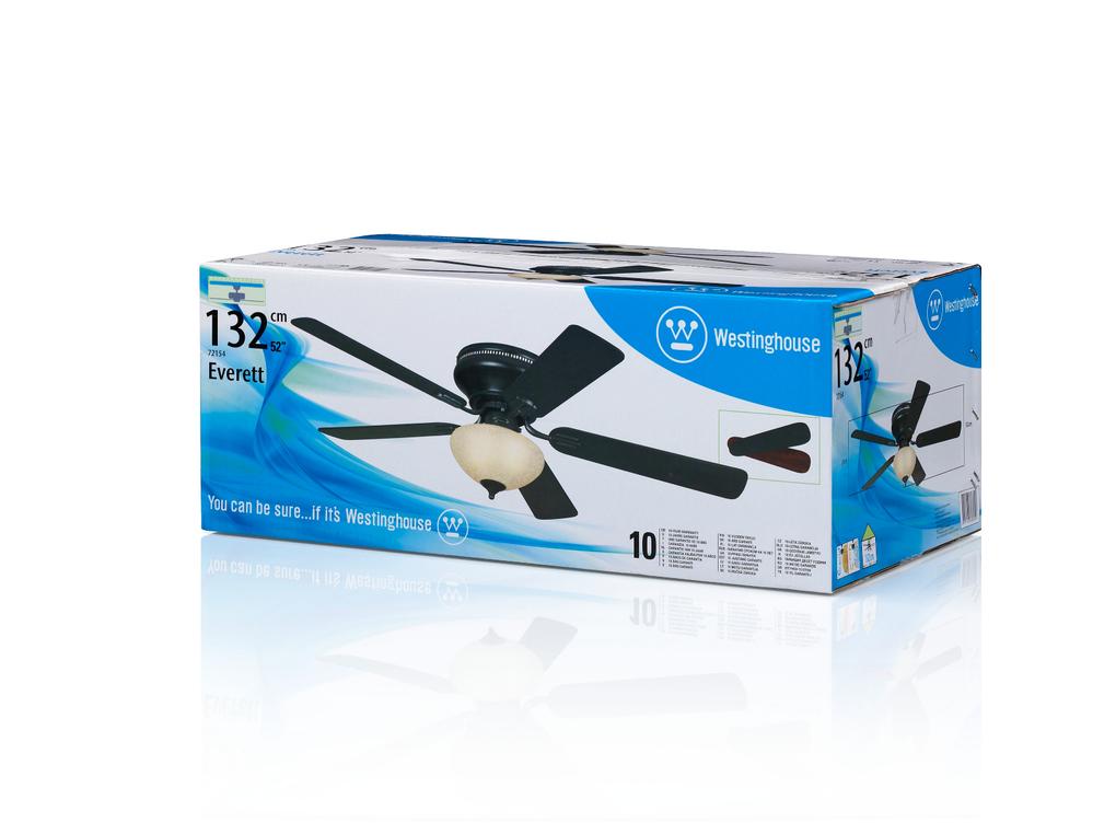 Ventilatore A Soffitto Westinghouse Everett 132 Cm (52") Con Luce E Catenella, Colore Marrone Stile Rustico