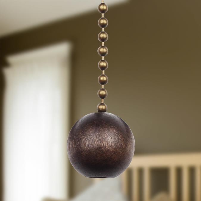 Ceiling Fan Pull Chain Decorative Walnut Wooden Ball Pull Chain